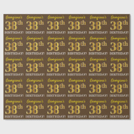 Brown, Imitation Gold look "38th BIRTHDAY" Cadeaupapier