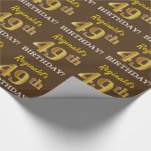 Brown, Imitation Gold look "49th BIRTHDAY" Cadeaupapier (Hoek)