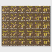 Brown, Imitation Gold look "49th BIRTHDAY" Cadeaupapier (Vlak)