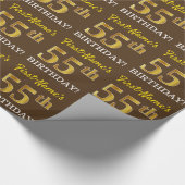 Brown, Imitation Gold look "55th BIRTHDAY" Cadeaupapier (Hoek)