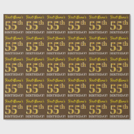 Brown, Imitation Gold look "55th BIRTHDAY" Cadeaupapier