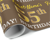 Brown, Imitation Gold look "55th BIRTHDAY" Cadeaupapier (Rol Hoek)