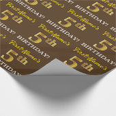 Brown, Imitation Gold look "5th BIRTHDAY" Cadeaupapier (Hoek)
