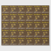 Brown, Imitation Gold look "5th BIRTHDAY" Cadeaupapier (Vlak)