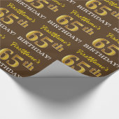 Brown, Imitation Gold look "65th BIRTHDAY" Cadeaupapier (Hoek)