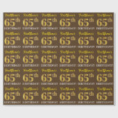 Brown, Imitation Gold look "65th BIRTHDAY" Cadeaupapier (Vlak)