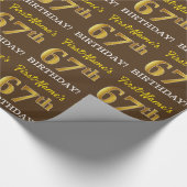 Brown, Imitation Gold look "67th BIRTHDAY" Cadeaupapier (Hoek)