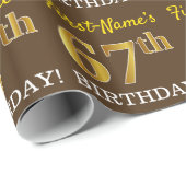 Brown, Imitation Gold look "67th BIRTHDAY" Cadeaupapier (Rol Hoek)