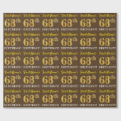 Brown, Imitation Gold look "68th BIRTHDAY" Cadeaupapier (Vlak)