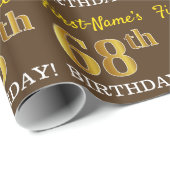Brown, Imitation Gold look "68th BIRTHDAY" Cadeaupapier (Rol Hoek)