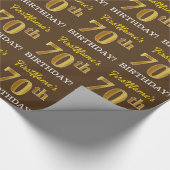 Brown, Imitation Gold look "70th BIRTHDAY" Cadeaupapier (Hoek)