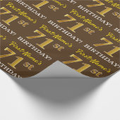 Brown, Imitation Gold look "71st BIRTHDAY" Cadeaupapier (Hoek)