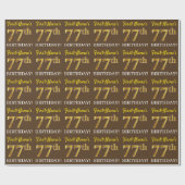 Brown, Imitation Gold look "77th BIRTHDAY" Cadeaupapier (Vlak)