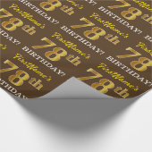 Brown, Imitation Gold look "78th BIRTHDAY" Cadeaupapier (Hoek)
