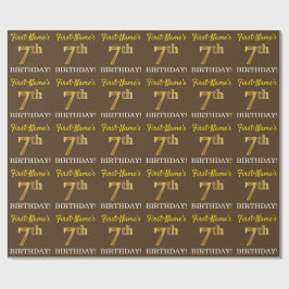 Brown, Imitation Gold look "7th BIRTHDAY" Cadeaupapier