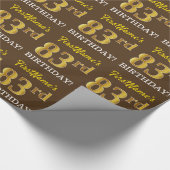 Brown, Imitation Gold look "83rd BIRTHDAY" Cadeaupapier (Hoek)