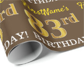 Brown, Imitation Gold look "83rd BIRTHDAY" Cadeaupapier (Rol Hoek)