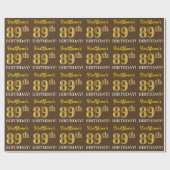 Brown, Imitation Gold look "89th BIRTHDAY" Cadeaupapier (Vlak)