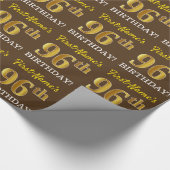 Brown, Imitation Gold look "96th BIRTHDAY" Cadeaupapier (Hoek)