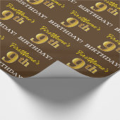 Brown, Imitation Gold look "9th BIRTHDAY" Cadeaupapier (Hoek)
