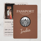 Brown India Passport Bewaar de datum Save The Date (Voorkant / Achterkant)