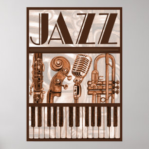 Brown Jazz Music Poster