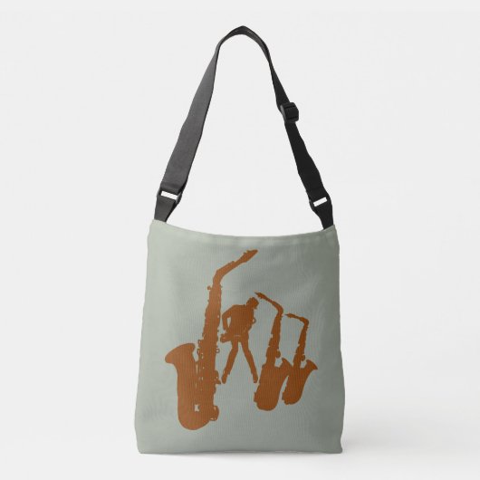 Brown Jazz Sax Saxophonist Jazzman Bag Crossbody Tas (Voorkant)