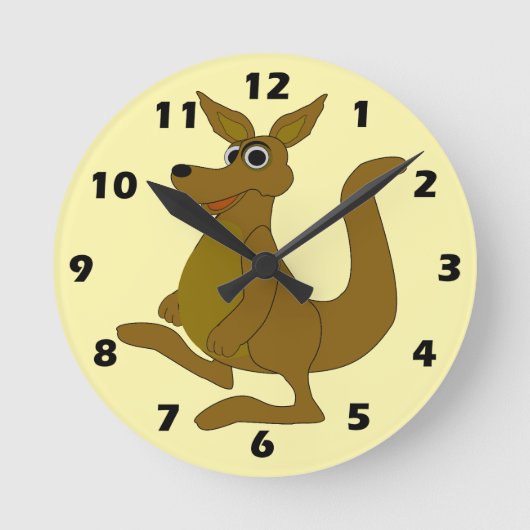 Brown Kangaroo Design Ronde Klok (Voorkant)