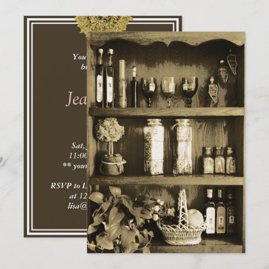 Brown Kitchen Closet Bridal Shower Kaart (Voorkant / Achterkant)