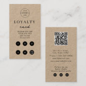 Brown Kraft Business Logo QR Code Loyaliteit Visitekaartje (Voorkant / Achterkant)