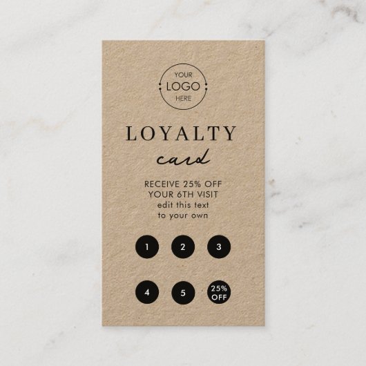 Brown Kraft Business Logo QR Code Loyaliteit Visitekaartje (Voorkant)