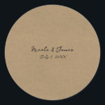 Brown Kraft Minimal Modern Wedding Ronde Sticker<br><div class="desc">Pas aan met om het even welke tekst.</div>
