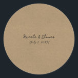 Brown Kraft Minimal Modern Wedding Ronde Sticker<br><div class="desc">Pas aan met om het even welke tekst.</div>