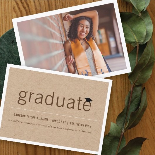 Brown Kraft Minimalist Afstuderen Foto Afstuderen Aankondiging