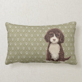 Brown Labradole/Goldendole Dog Green Pillow Kussen