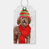 Brown Labradole Holiday Dog Kerstmis Cadeaulabel (Voorkant)