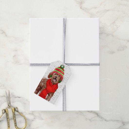 Brown Labradole Holiday Dog Kerstmis Cadeaulabel (Met Touw)