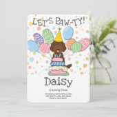 Brown Labradoodle Hond Verjaardagsfeestje Uitnodig Kaart (Staand voorkant)