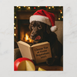 Brown Labrador 'Cheese Tax' Christmas postcard Briefkaart