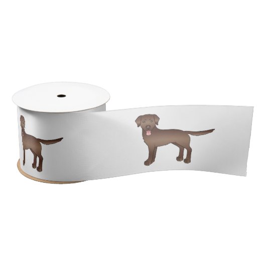 Brown Labrador Retriever Cartoon Dog Illustratie Satijnen Lint (Spoel)