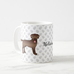 Brown Labrador Retriever Cartoon Dog & Name Koffiemok