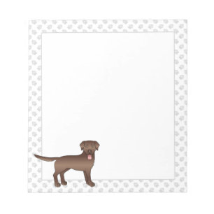 Brown Labrador Retriever Cartoon Dog & Paws Notitieblok