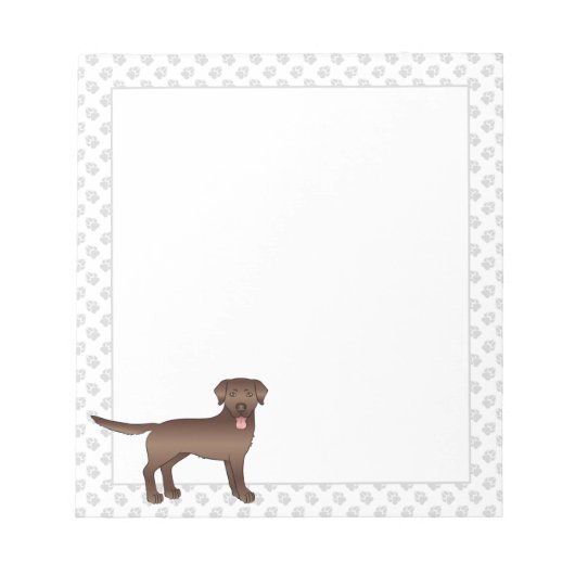 Brown Labrador Retriever Cartoon Dog & Paws Notitieblok (Voorkant)