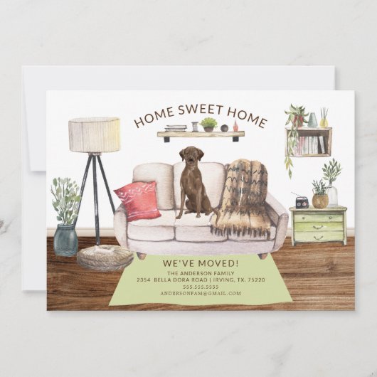 Brown Labrador Retriever Dog Bewegende Aankondigin Kaart (Voorkant)