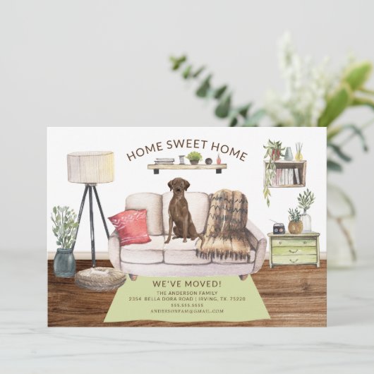 Brown Labrador Retriever Dog Bewegende Aankondigin Kaart (Staand voorkant)