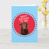 Brown Labrador Retriever Dog Happy Birthday Kaart (Gele Bloem)