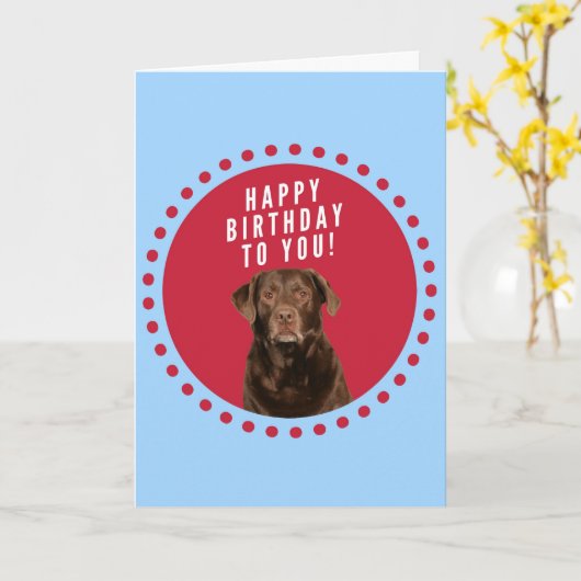 Brown Labrador Retriever Dog Happy Birthday Kaart (Gele Bloem)