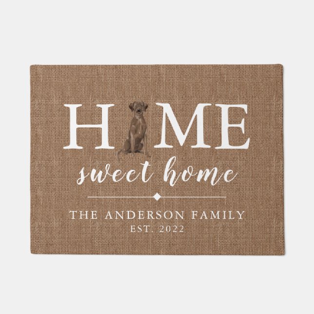 Brown Labrador Retriever Home Sweet Home Doormat Deurmat (Voorkant)