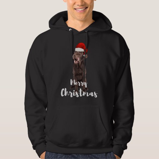 Brown Labrador Retriever Merry Kerstlabrador Hoodie (Voorkant)