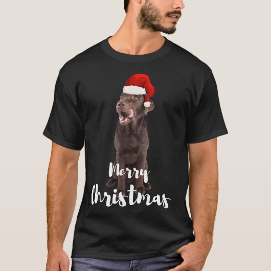 Brown Labrador Retriever Merry Kerstlabrador T-shirt (Voorkant)